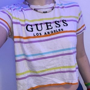 Guess Rainbow Striped Crop Top